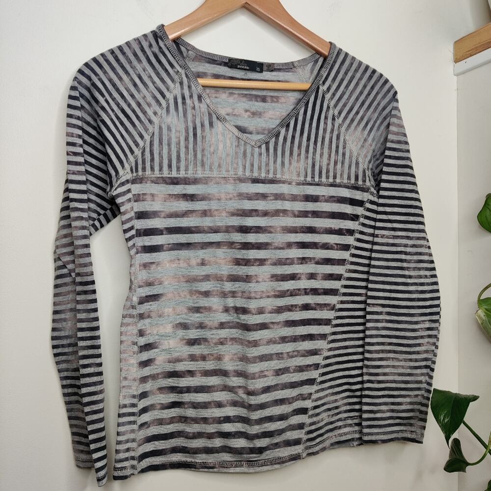 prAna Women's Long Sleeve Jaime Top in Black & Gray Cloud Wash Size XS